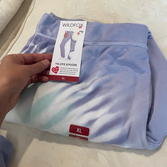 NWT Wildfox Sherbet Tie Dye Hoodie Matching Bottoms SET Color Peri Shibori Sz XL - Picture 11 of 15